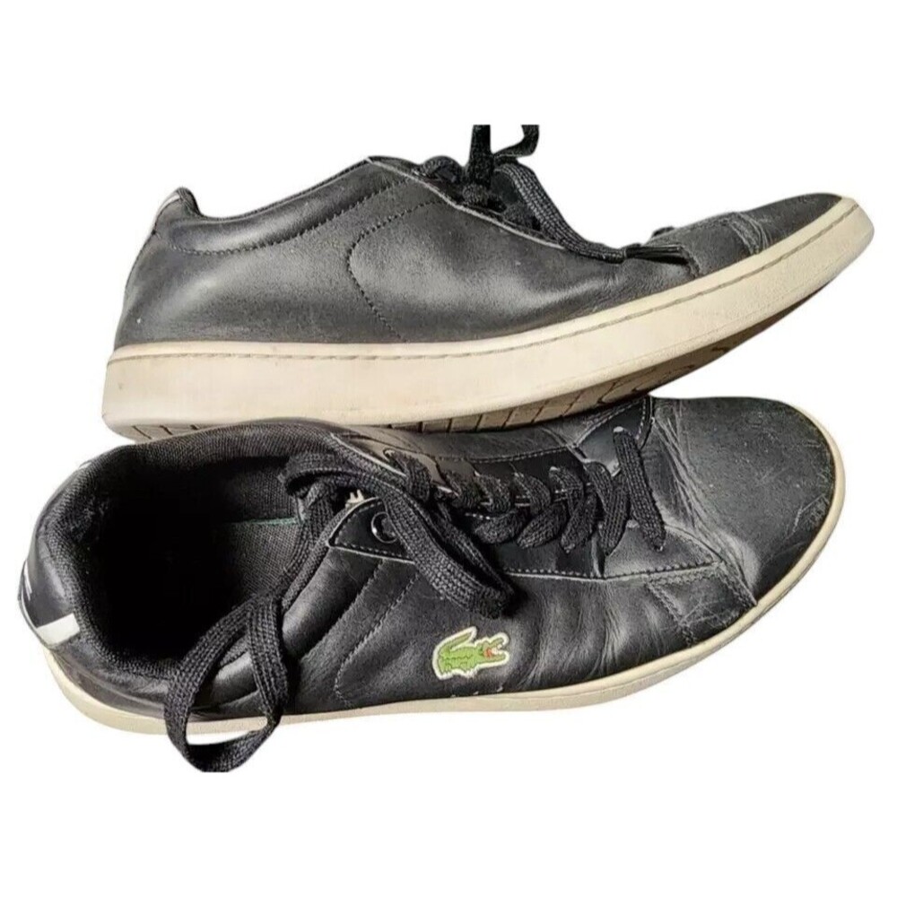 Lacoste Black Evo Leather Carnaby Sneakers Size 9.5 EU 42.5